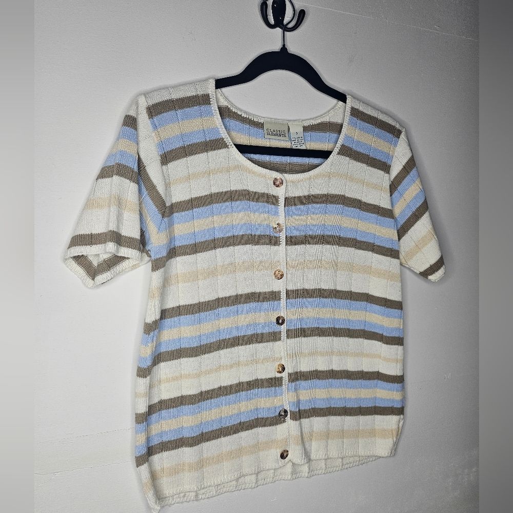 Vintage Classic Elements Button Down Sweater Crew… - image 6